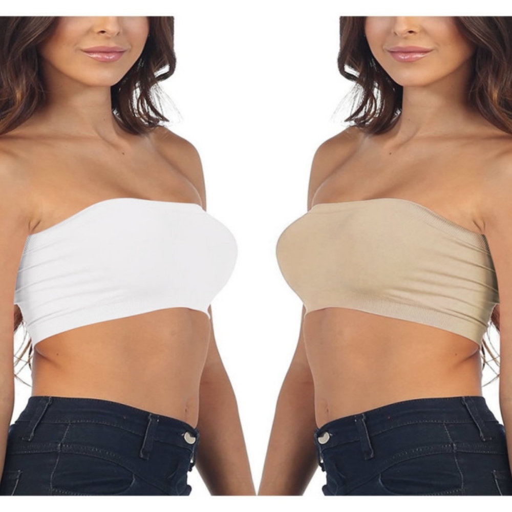 Womens Strapless Padded Bra Bandeau Tube Top